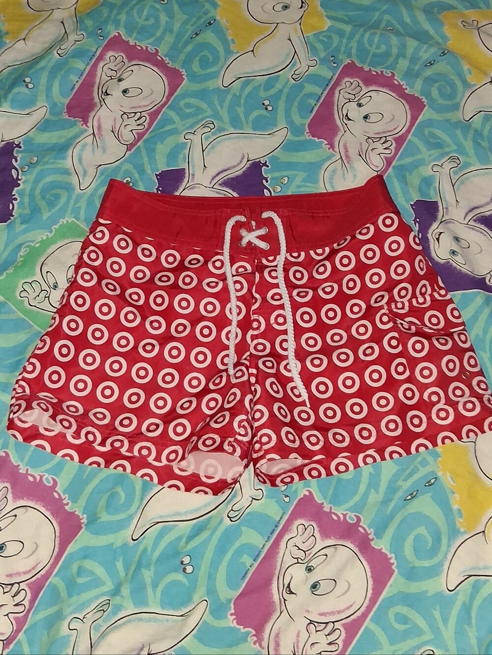Y2K Target Bullseye Logo Vintage All Over Print Board Shorts